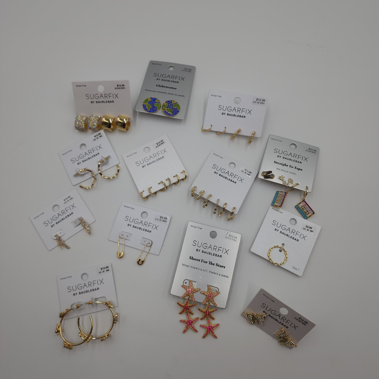 Sugarfix By Baublebar Bundle Of Twenty Earrings Safety Pin Hoops And Ring